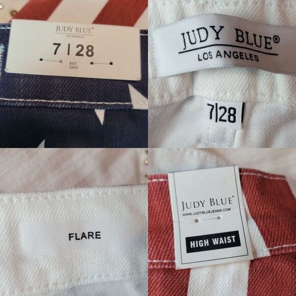 Judy Blue USA Flag High Waist Flare‎ Jeans 7/28 Cotton Patriotic Stars Stripes - Picture 3 of 14